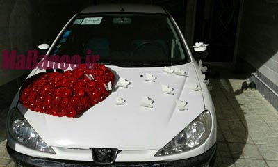 ماشین عروس با گل نمدی